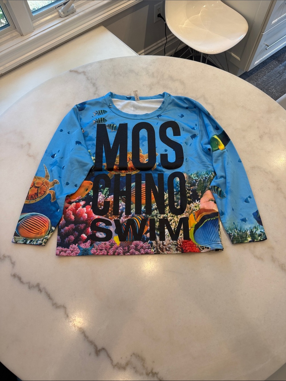 NWOT Moschino Swim blue sweatshirt with Ocean Graphic
